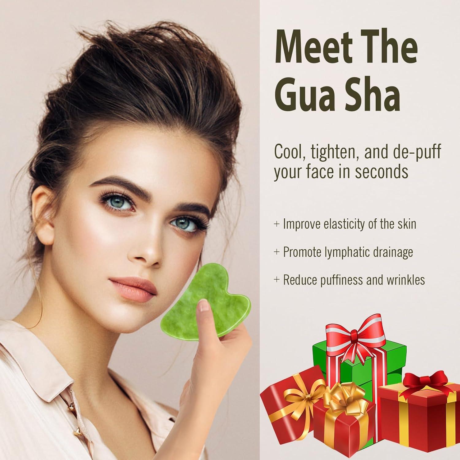 Herramienta Gua Sha Facial Disemot de Jade Natural Antienvejecimiento