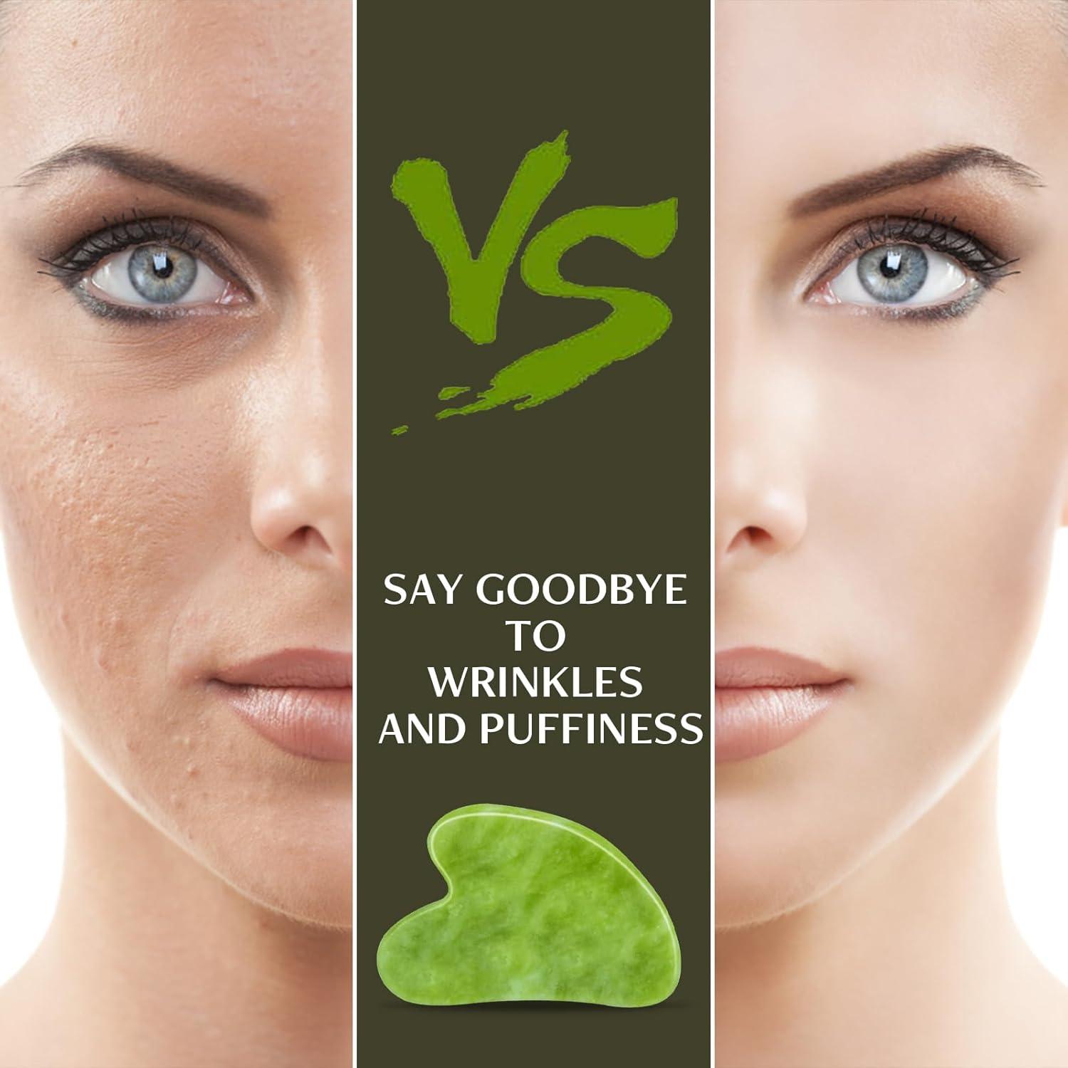 Herramienta Gua Sha Facial Disemot de Jade Natural Antienvejecimiento