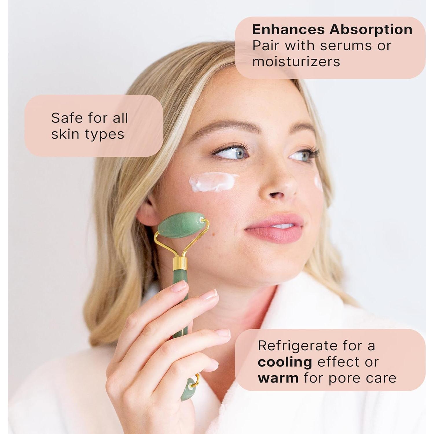 Rodillo de Jade Beauty by Earth para Cuidado Facial 7.6x4.5cm