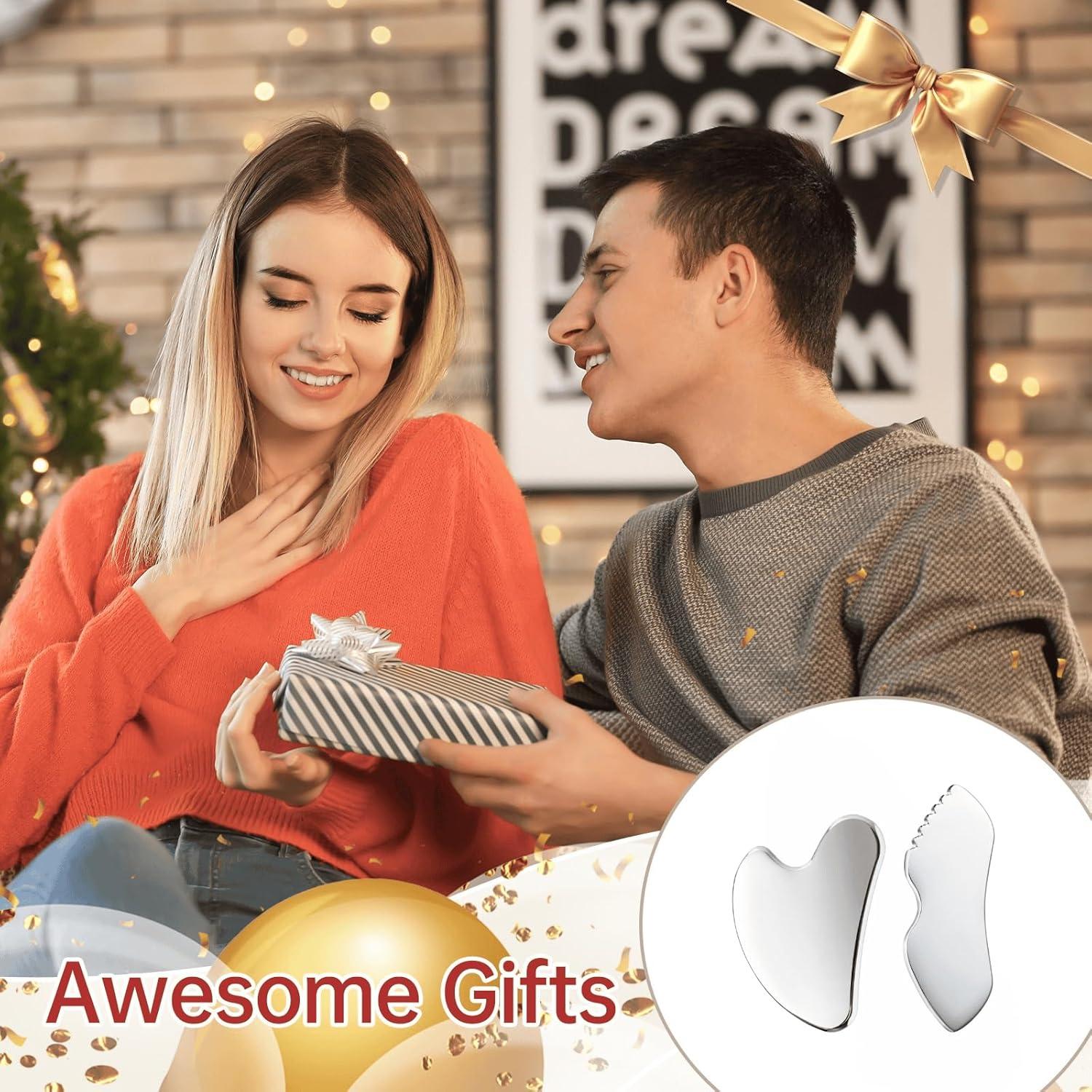 Juego de Gua Sha Acero Inoxidable ALOYGUZ 10x4cm Masaje Facial