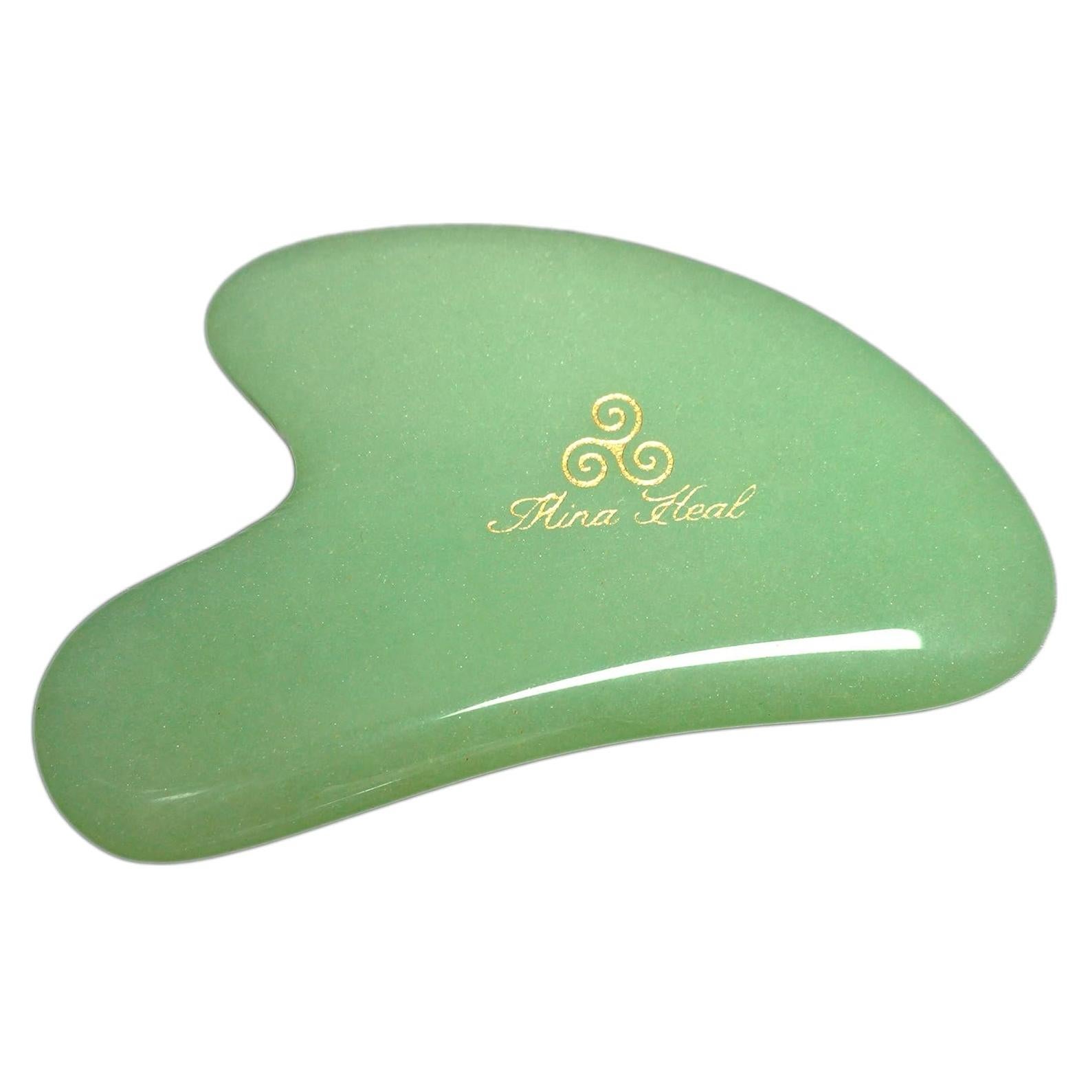 Masajeador Facial Gua Sha Jade Verde Antiarrugas 10cm