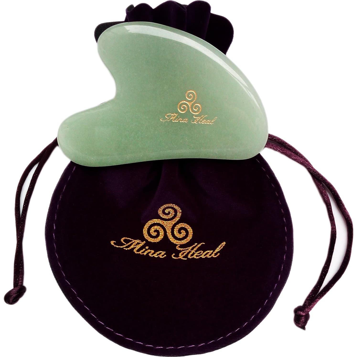 Masajeador Facial Gua Sha Jade Verde Antiarrugas 10cm