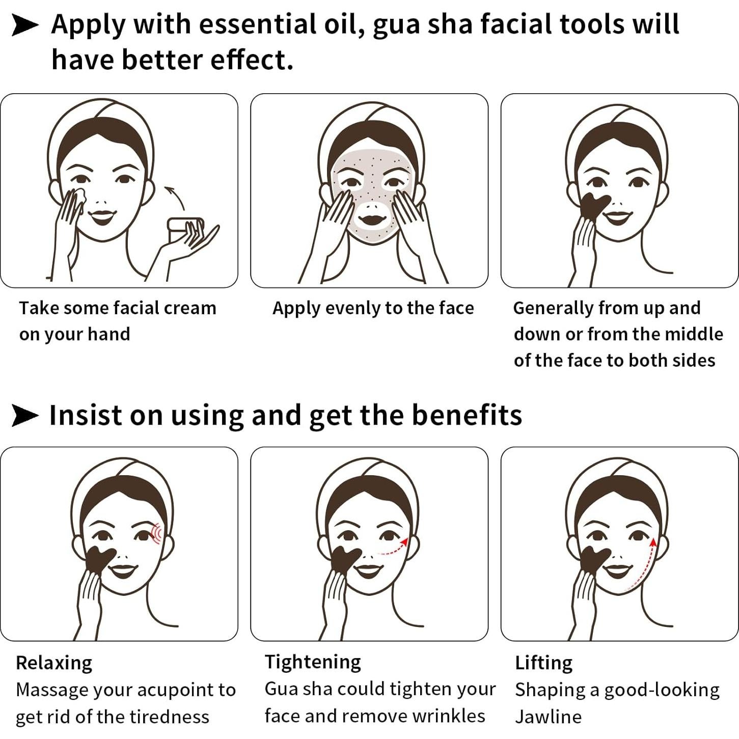 Herramienta Gua Sha Facial FUIYOOCEN Obsidiana Negra 7.79cm