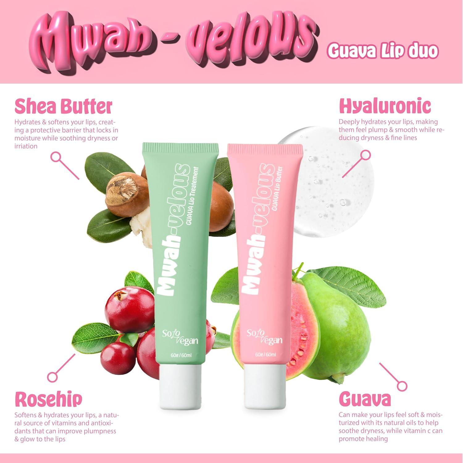 Dúo de Labios Guava SoloVegan - Mantequilla y Tratamiento Hidratante