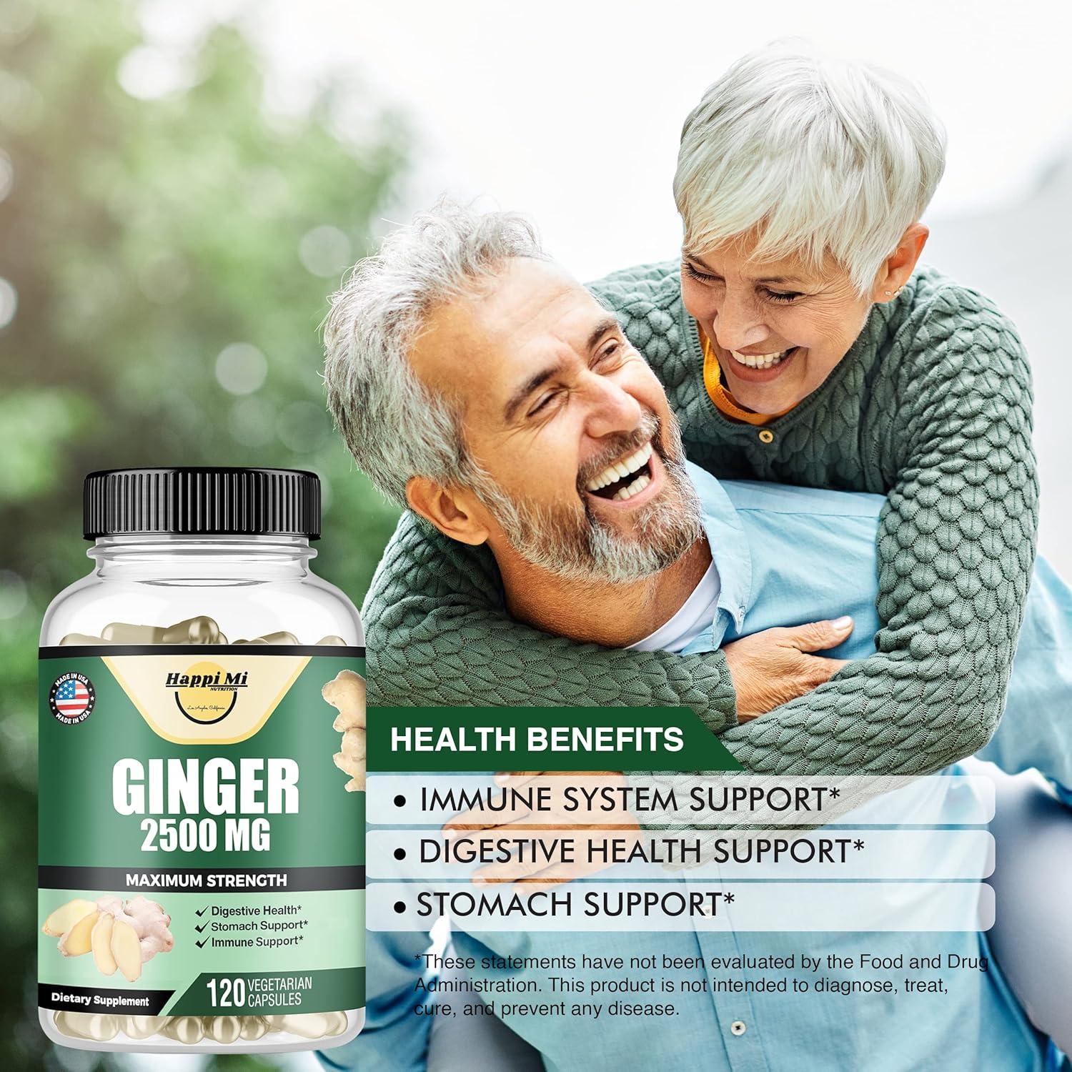 Cápsulas de Jengibre Orgánico Happi Mi Nutrition 2500mg 120 Unidades