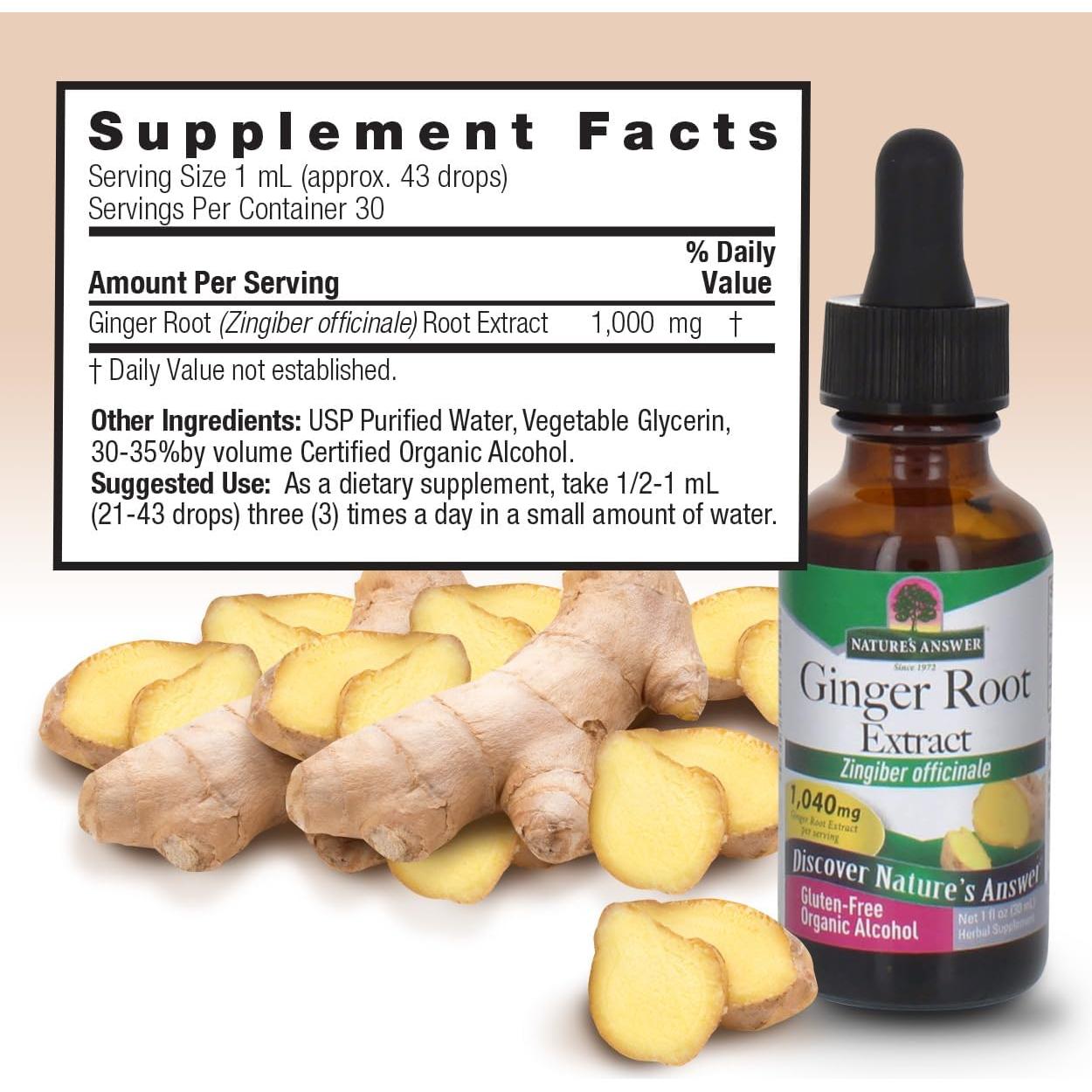 Extracto de raíz de jengibre Nature's Answer 30 ml - Alivio articular