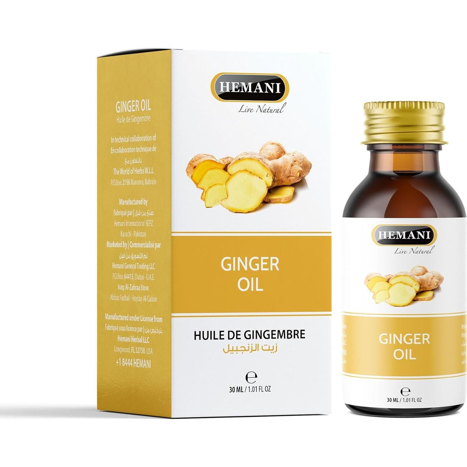 Aceite de Jengibre Hemani 30ml - Puro y Natural, Aromaterapia