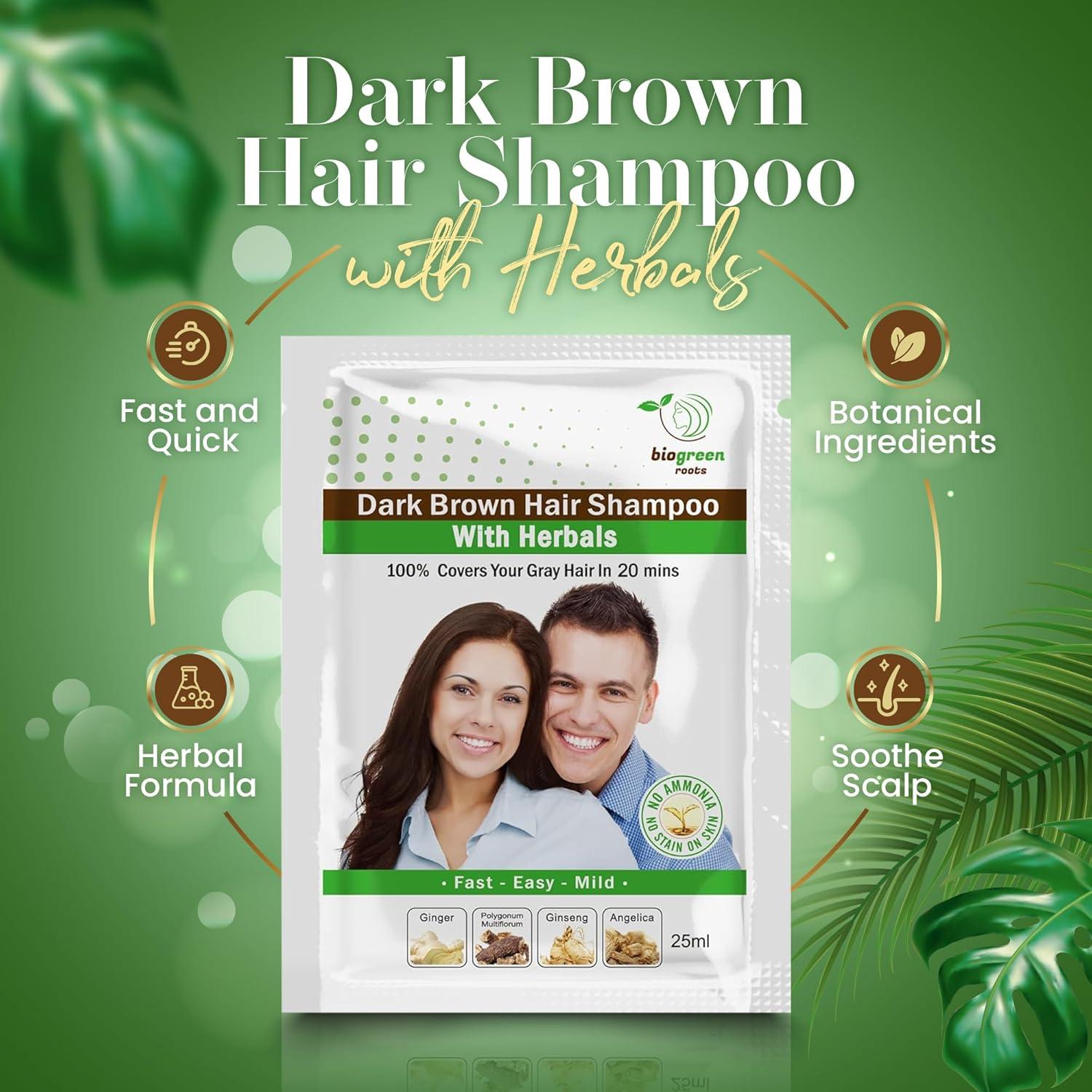 Champú Tinte Natural Biogreen Roots - Marrón Oscuro 10x25ml