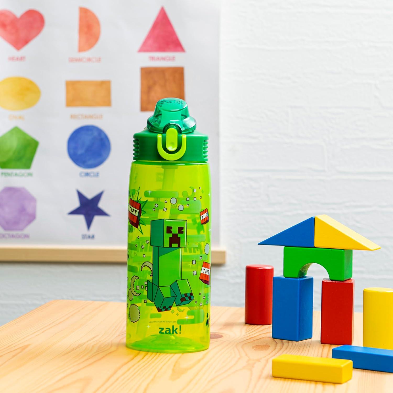 Botella de Agua Zak Designs Minecraft Sage 740ml con Pajilla