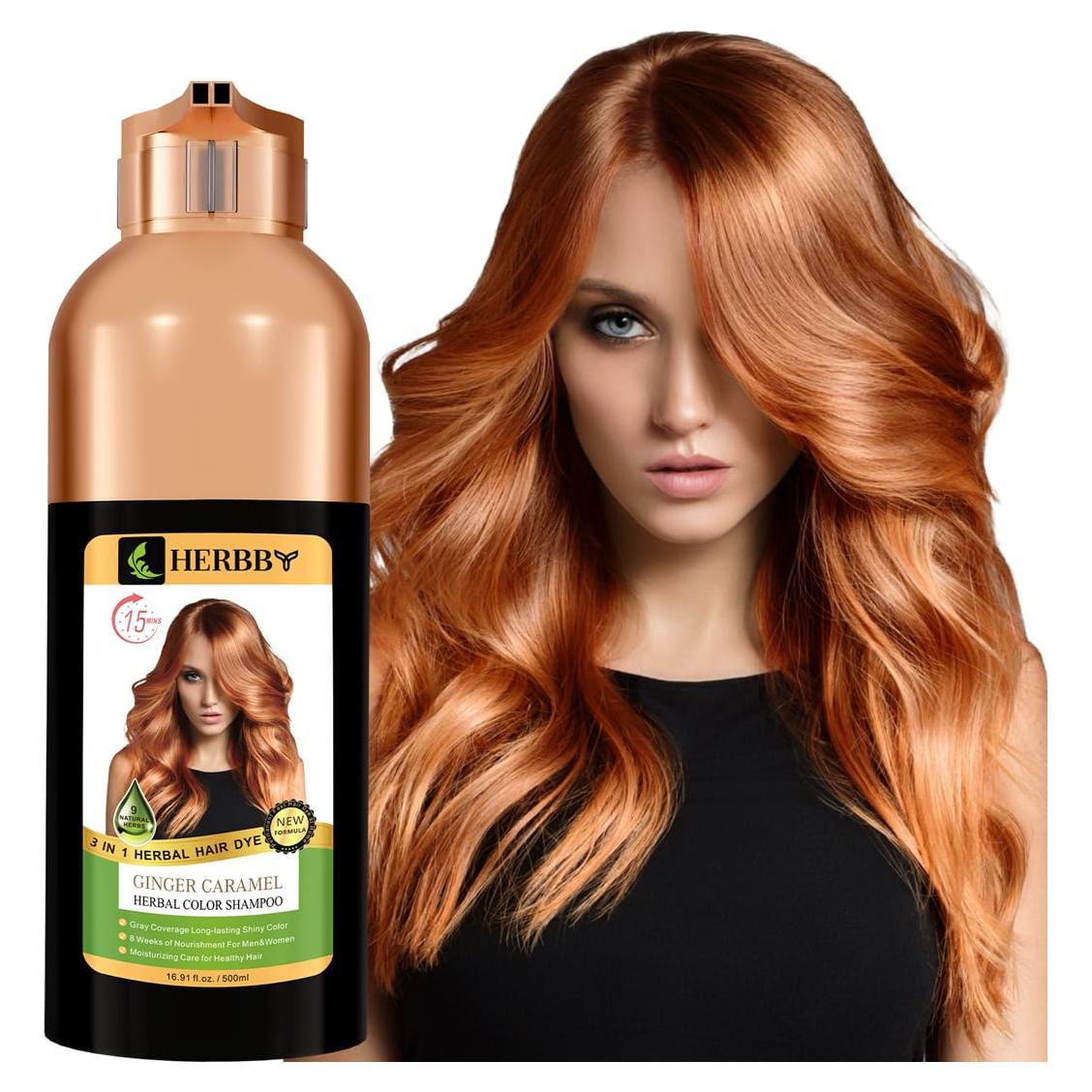 Champú Tinte para Cabello HERBBY 500ml - Color Caramelo Jengibre