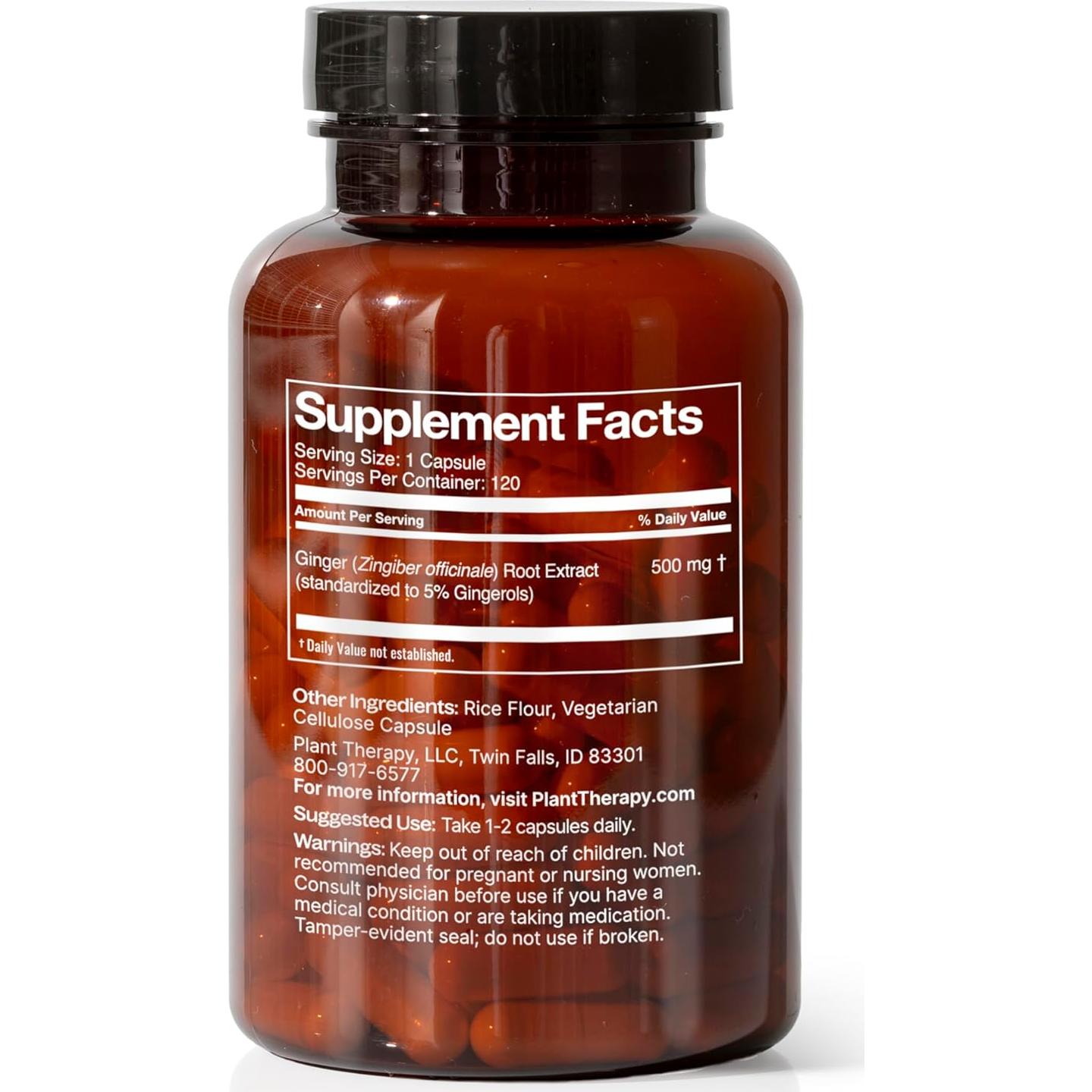 Cápsulas de Jengibre Plant Therapy 120 Unidades - Salud Digestiva