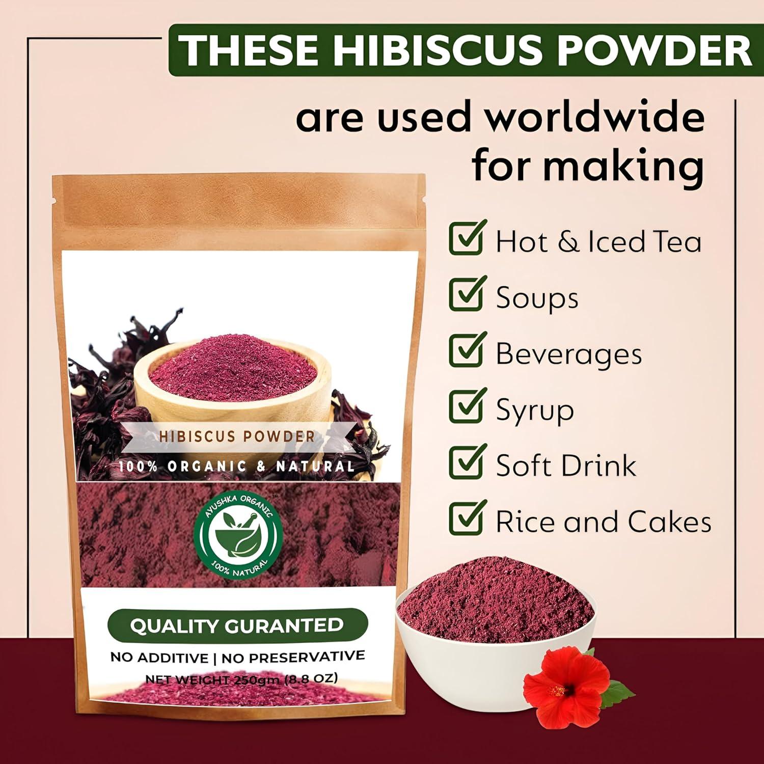 Polvo de Hibisco Ayushka Organic 250g - Cuidado del Cabello y Piel