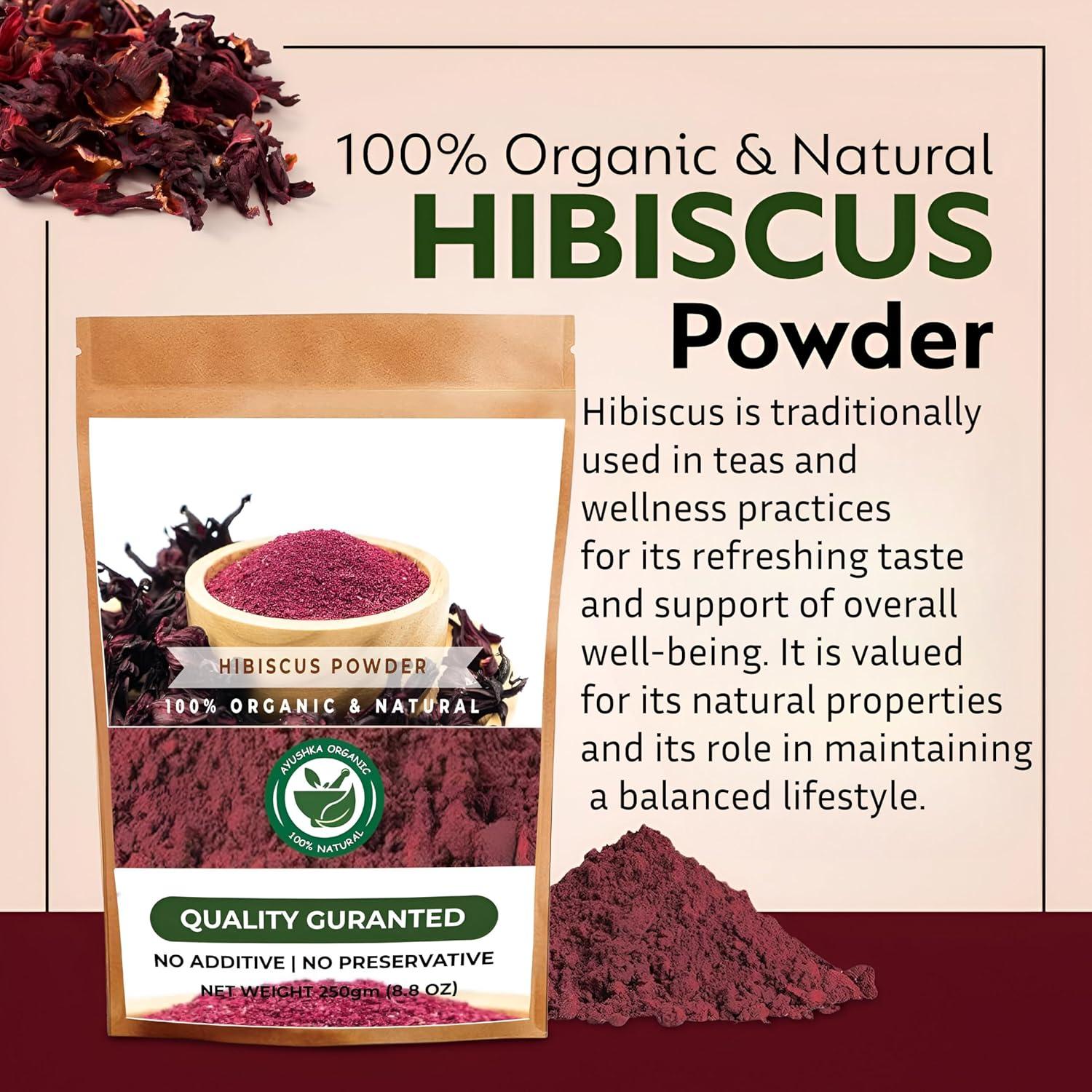 Polvo de Hibisco Ayushka Organic 250g - Cuidado del Cabello y Piel