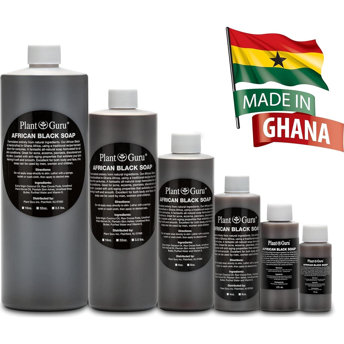 Jabón Negro Africano Plant Guru 473 ml 100% Natural para Piel