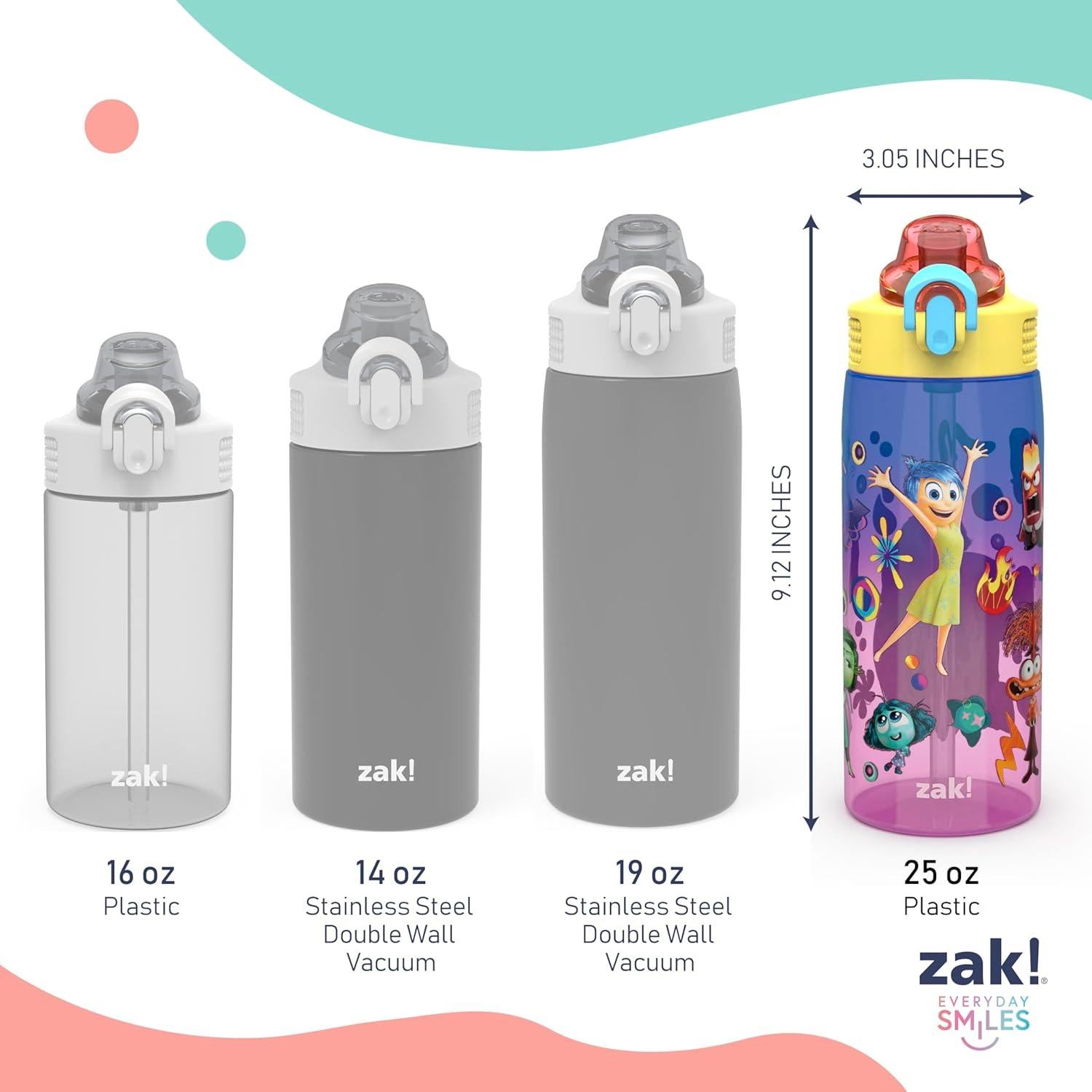 Botella de Agua Zak Designs Intensamente 2 740 ml con Popote