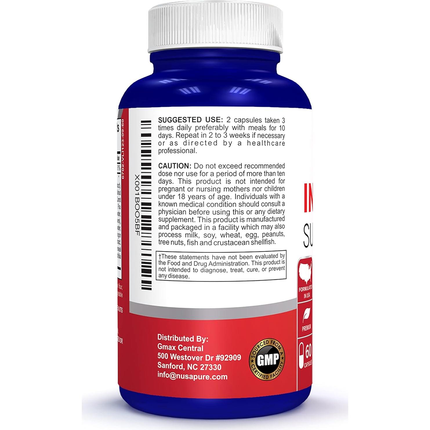 Suplemento Intestinal NusaPure 60 Cápsulas con Ajo y Ajenjo