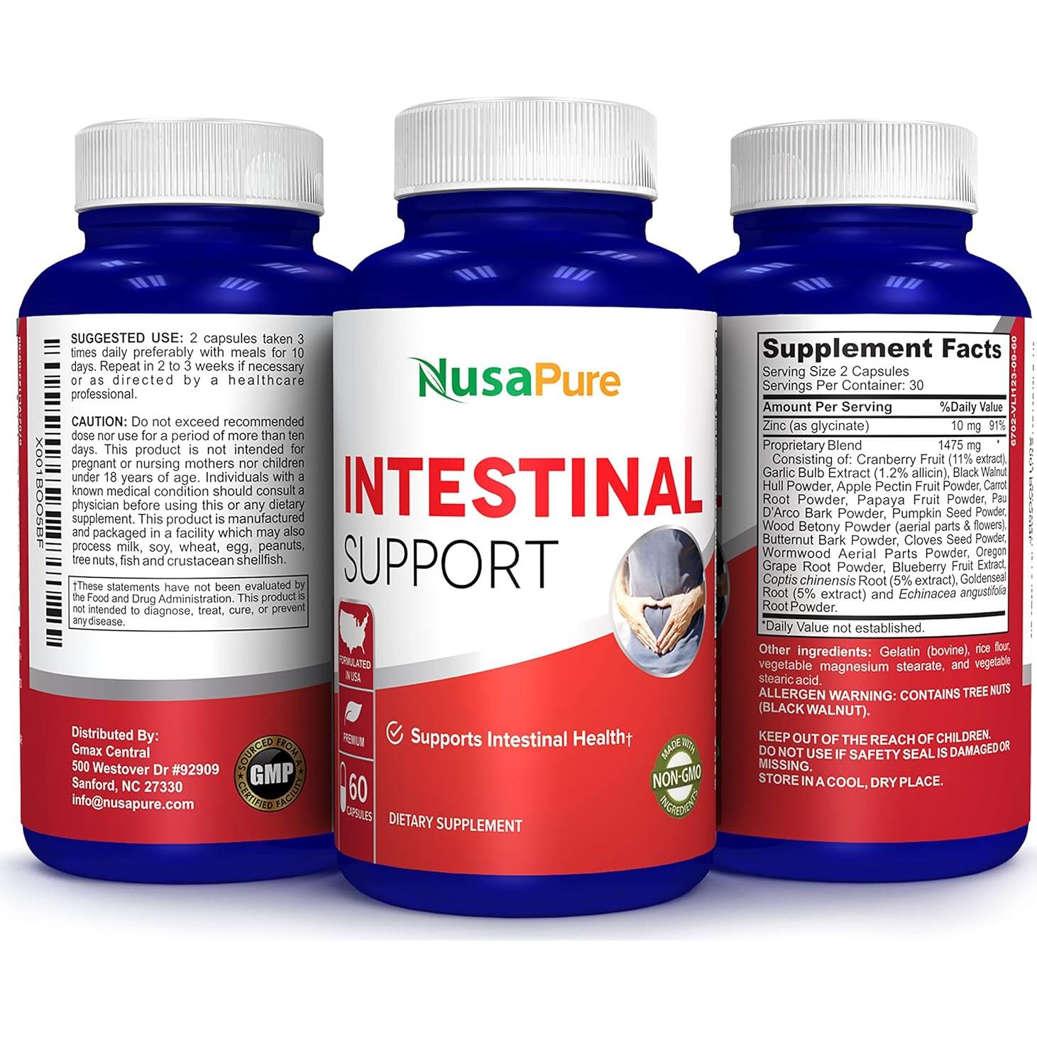 Suplemento Intestinal NusaPure 60 Cápsulas con Ajo y Ajenjo