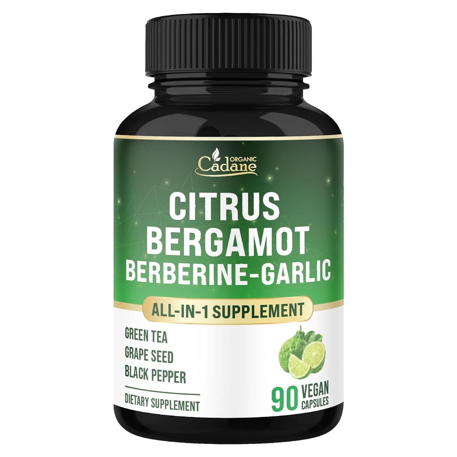 Suplemento de Bergamota Cítrica Orgánica Cadane 90 Cápsulas