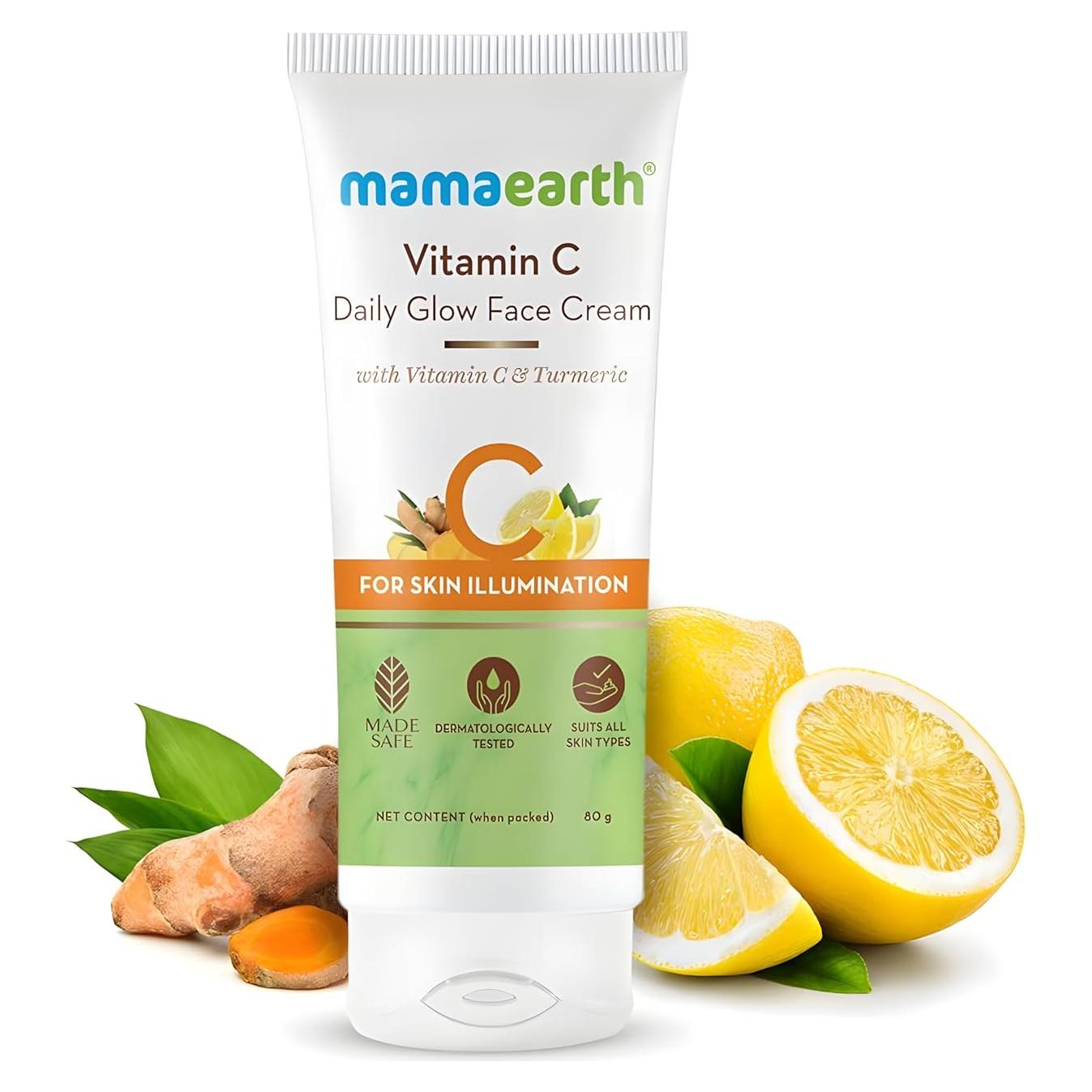 Crema Facial Mamaearth Vitamina C 80g - Hidratante y Brillo Diario
