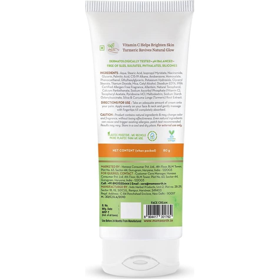 Crema Facial Mamaearth Vitamina C 80g - Hidratante y Brillo Diario