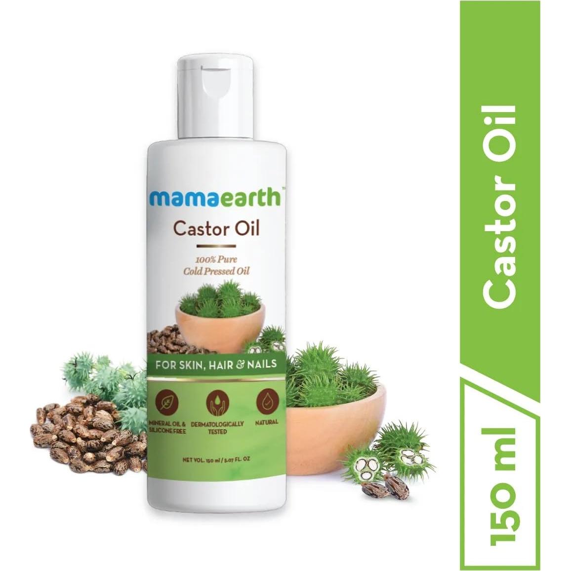 Aceite de Ricino Mamaearth 150ml Prensado en Frío para Cabello y Piel