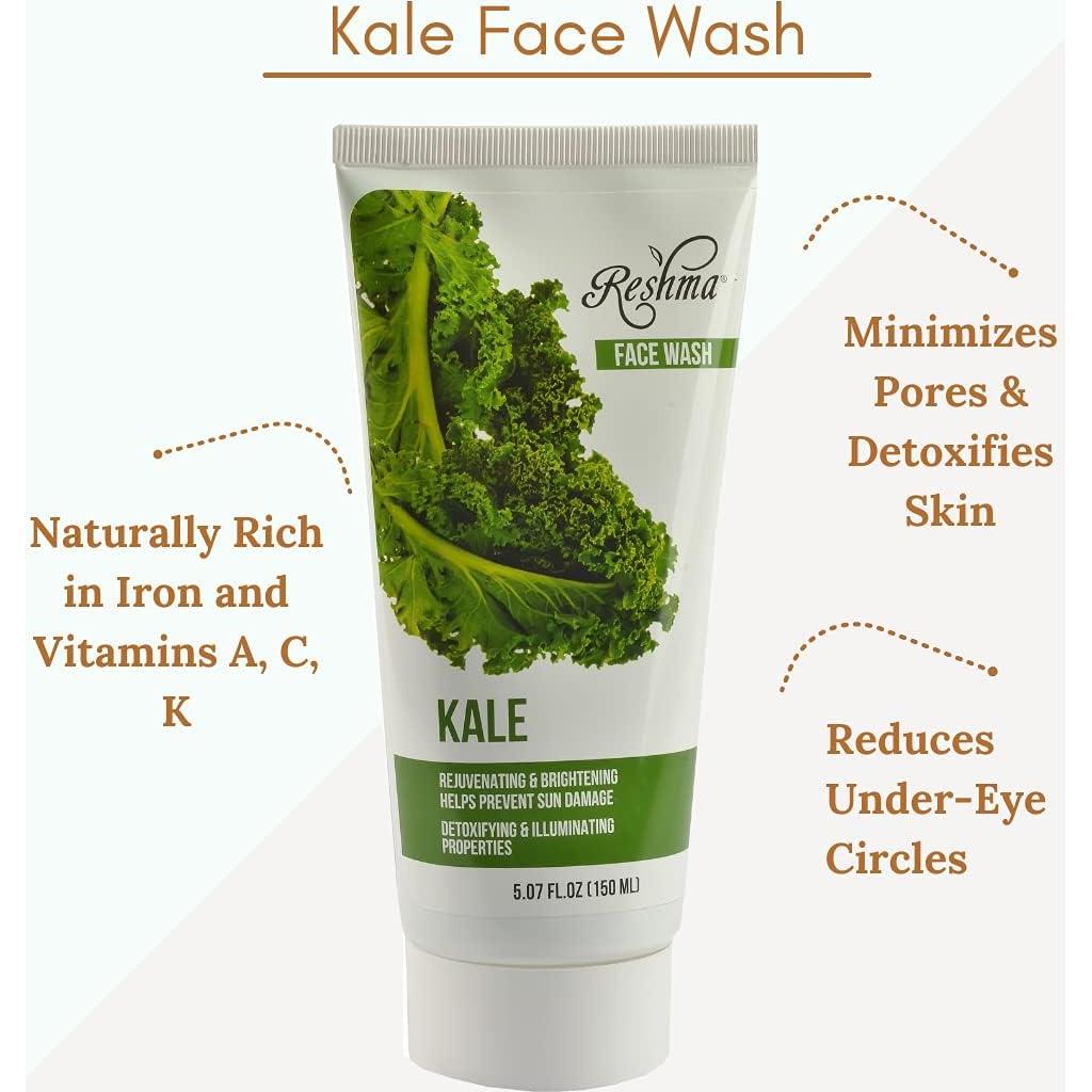 Paquete de Cuidado de la Piel Reshma Beauty Trío de Kale - Limpiador, Exfoliante y Mascarilla