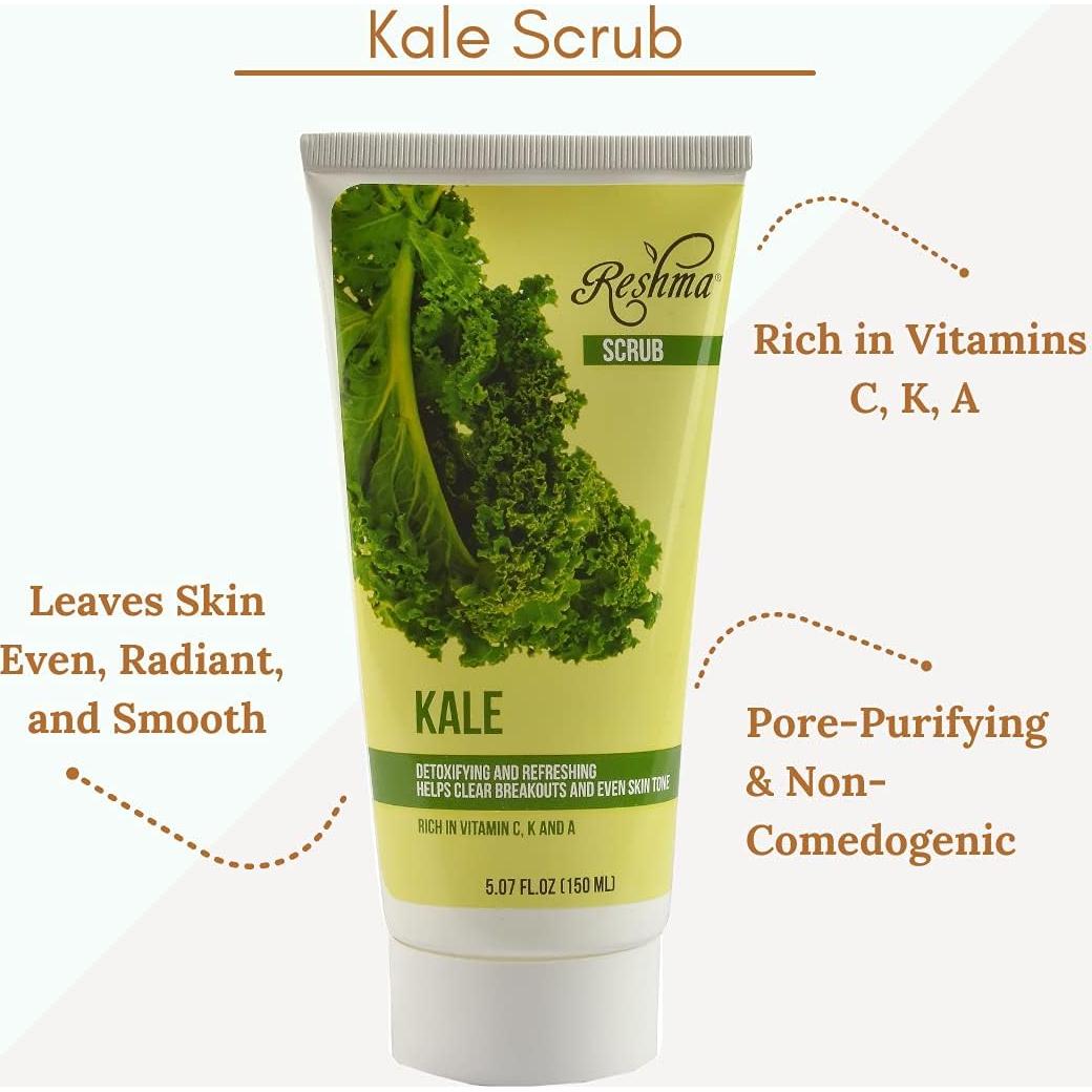 Paquete de Cuidado de la Piel Reshma Beauty Trío de Kale - Limpiador, Exfoliante y Mascarilla