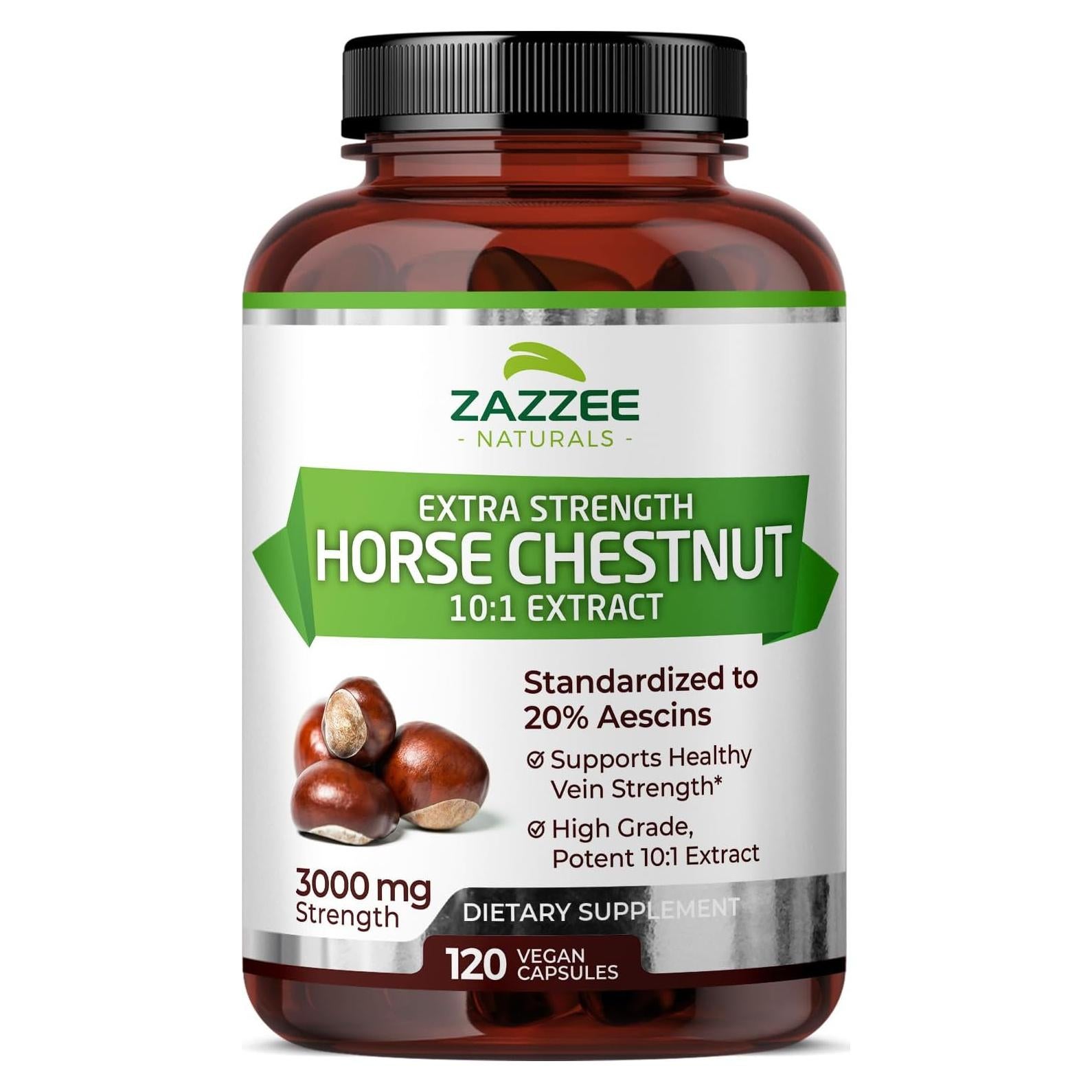 Zazzee Extracto de Castaño de Indias 3000 mg 120 Cápsulas Veganas