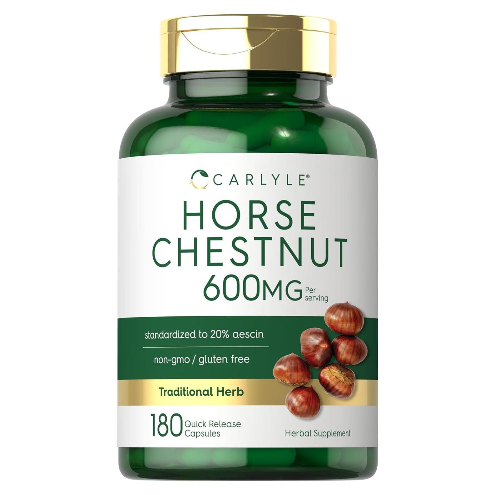 Extracto de Castaño de Indias Carlyle 600mg 180 Cápsulas Suplemento Herbal