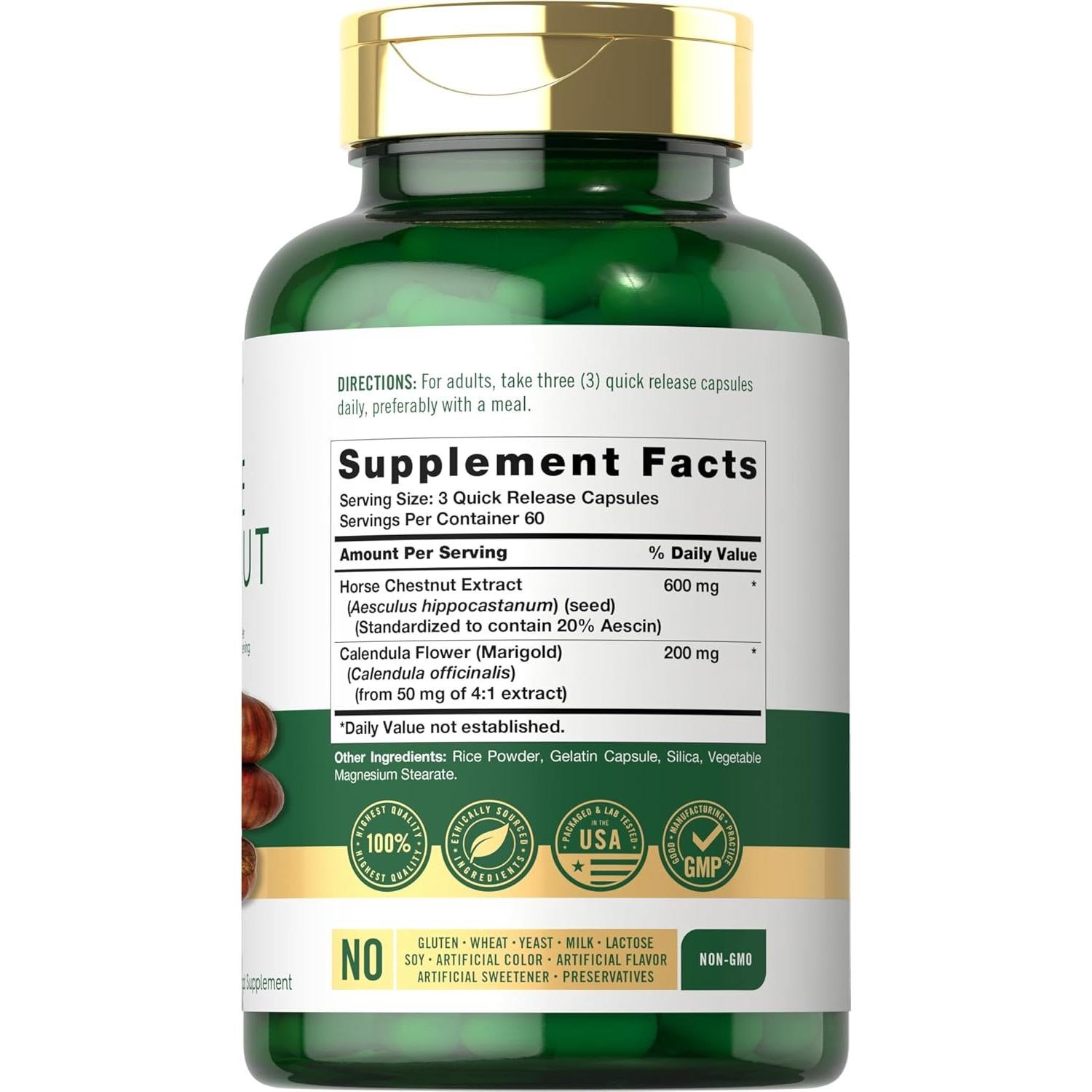 Extracto de Castaño de Indias Carlyle 600mg 180 Cápsulas Suplemento Herbal