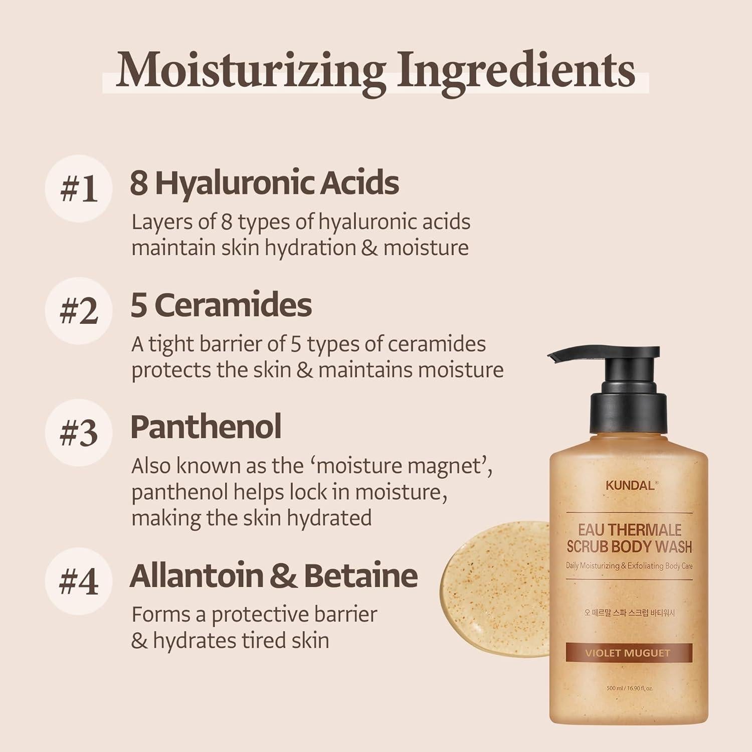 Gel de Ducha Exfoliante Kundal 500 ml Muguete Violeta Hidratante