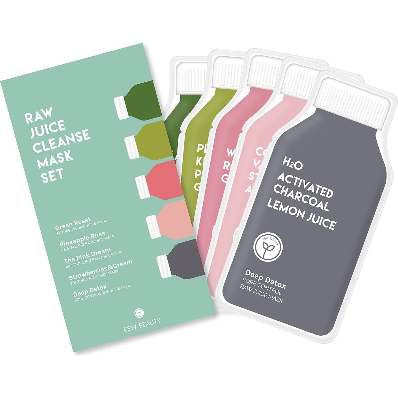 Set de 10 Máscaras Faciales Hidratantes ESW Belleza - Antienvejecimiento y Control de Poros