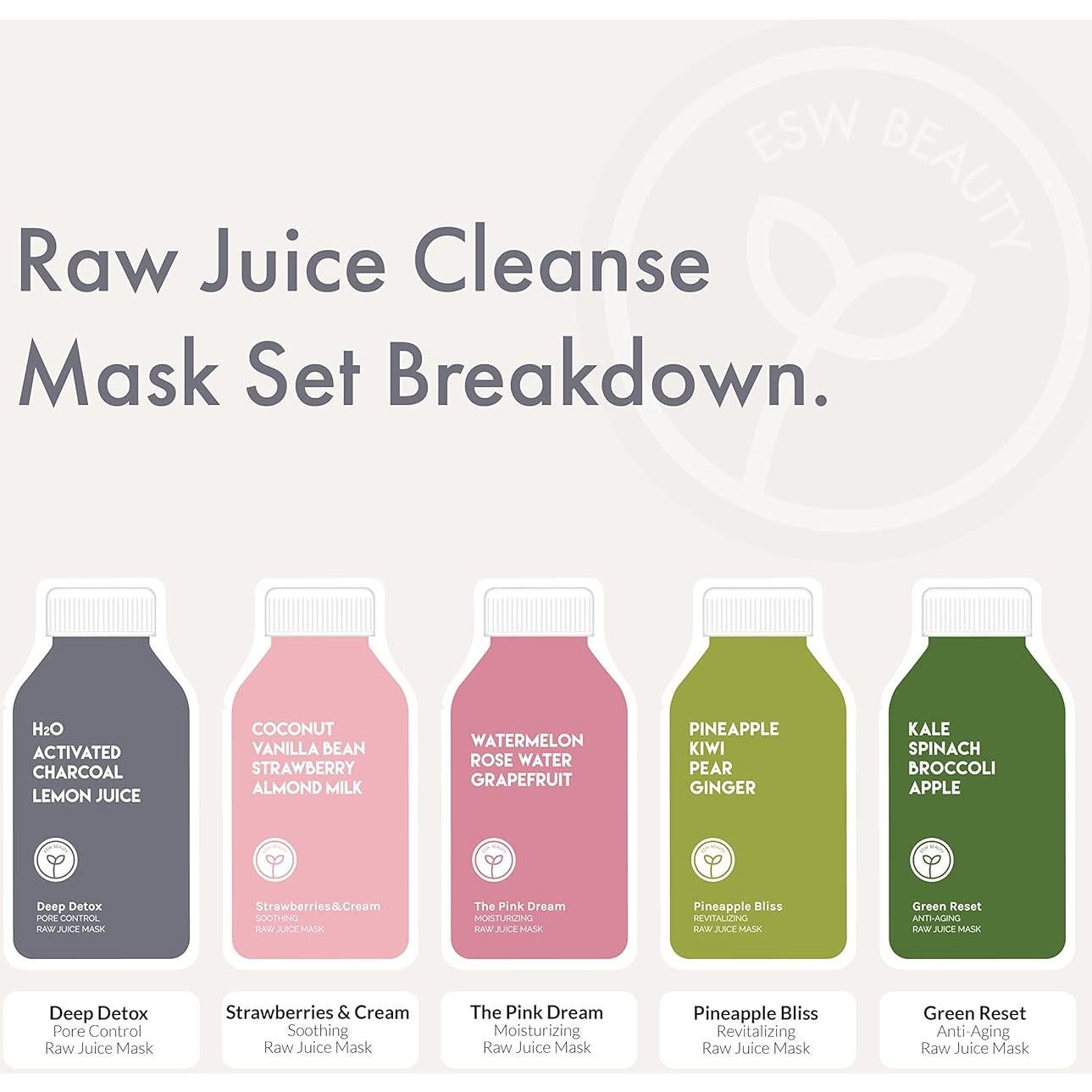 Set de 10 Máscaras Faciales Hidratantes ESW Belleza - Antienvejecimiento y Control de Poros