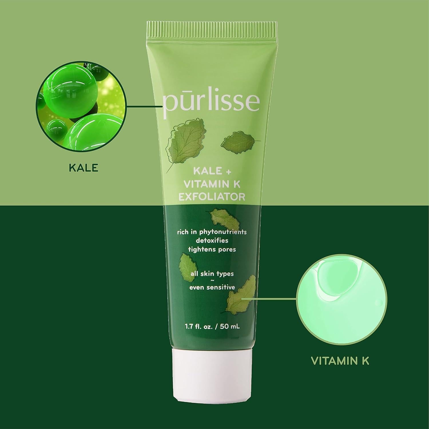 Exfoliante Facial Purlisse Kale + Vitamina K 50 ml - Suave y Antioxidante