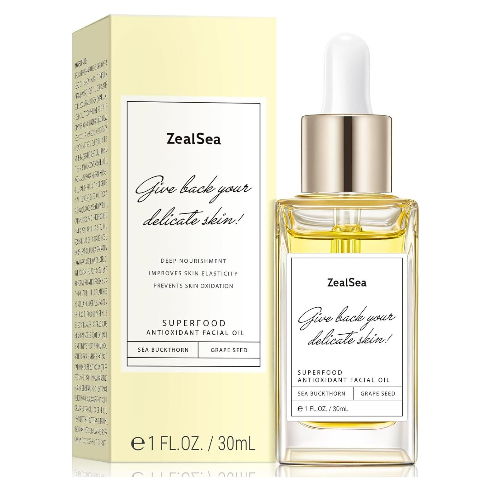 Aceite Facial Antioxidante ZealSea 29.57 ml - Hidratante y Suave