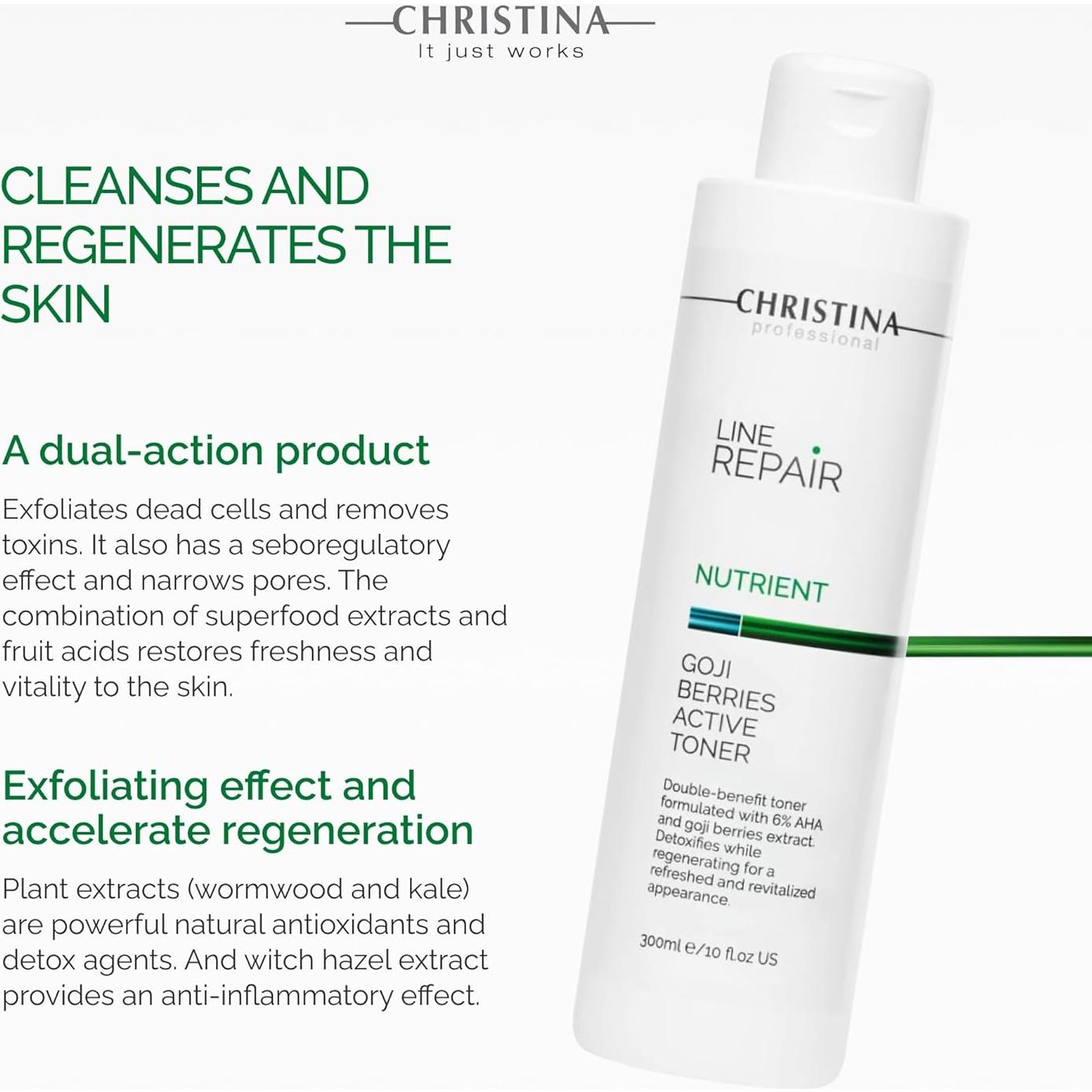 Tónico Facial Christina Line Repair 300ml - Ácido Glicólico y Goji