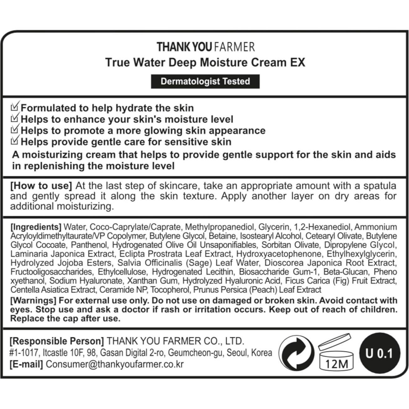 Crema Hidratante Profunda True Water EX Kolmar 80ml