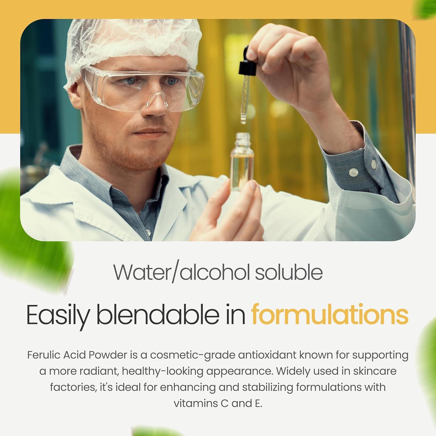 Polvo de Ácido Ferúlico Puro 99% Talsen 113 Gramos Cosmético