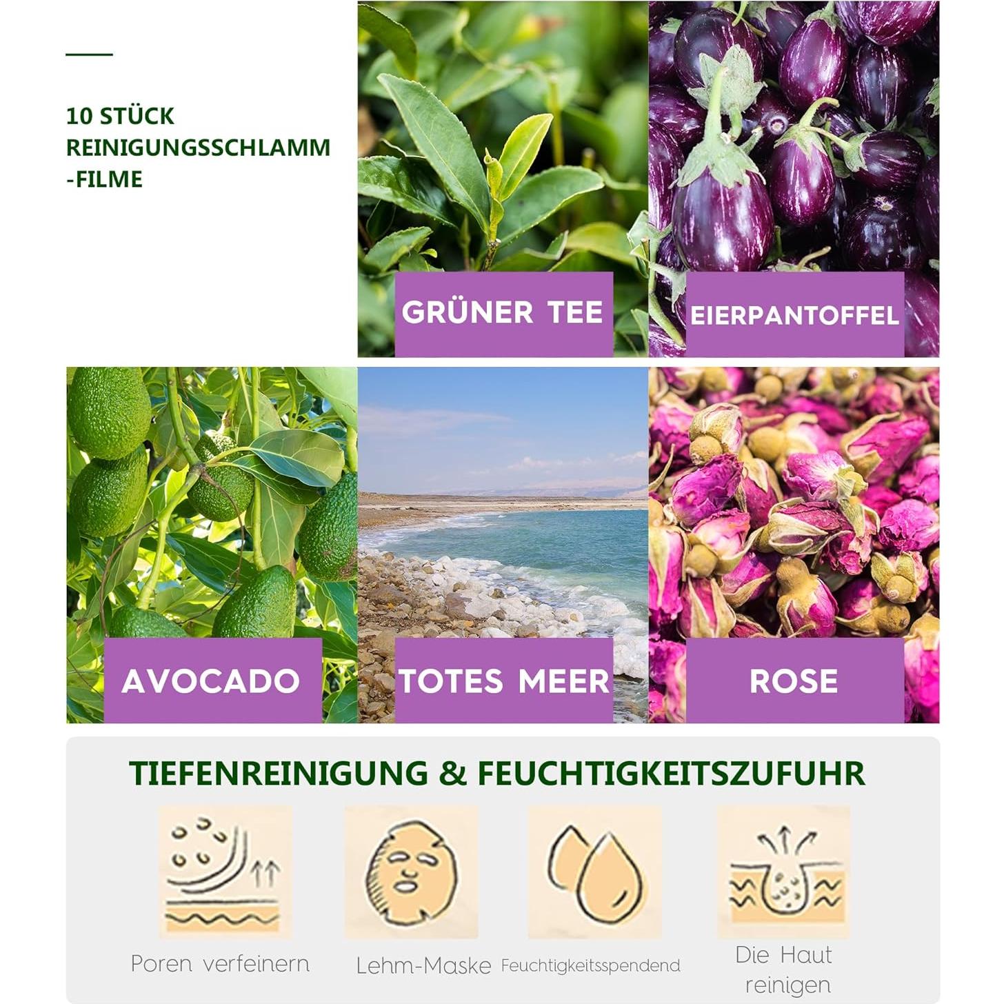 Set de 10 Mascarillas Faciales de Barro Liillya 50g Viaje