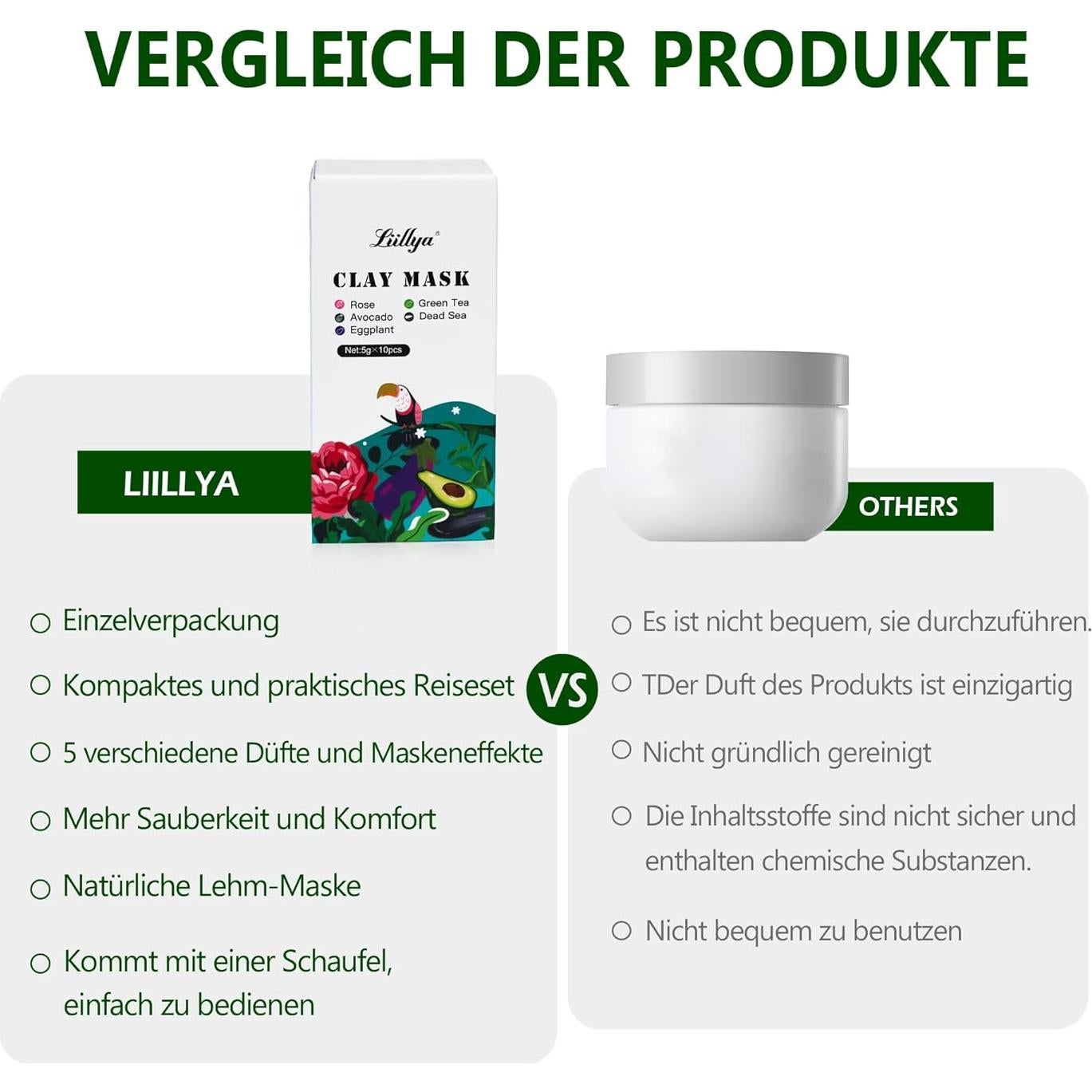 Set de 10 Mascarillas Faciales de Barro Liillya 50g Viaje