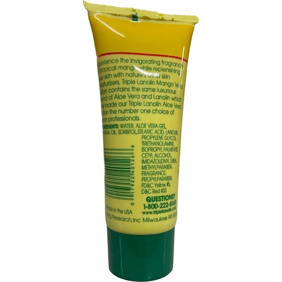 Triple Lanolin 3 - Pack 2.25 Fl. Oz. Tubes Mango Vera Hand & Body Lotion Three - 2.25 Oz Tubes