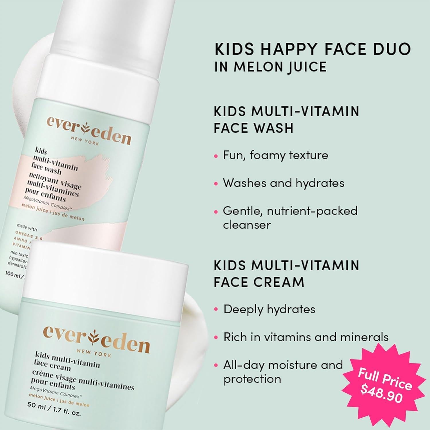 Set de Cuidado Facial Vegano Evereden Kids - Jugo de Melón