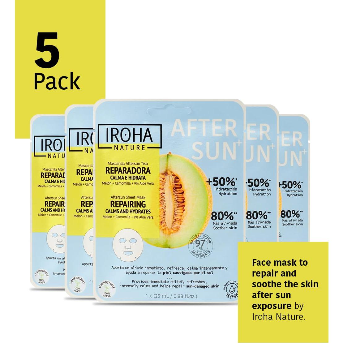 Mascarilla Facial Iroha Nature Aftersun 5 Piezas Hidratante