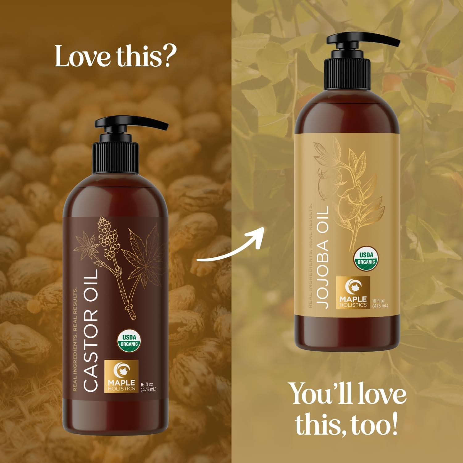 Aceite de Ricino Orgánico Maple Holistics 473ml - Crecimiento Cabello y Cuidado Piel