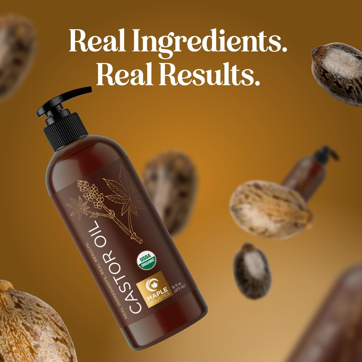 Aceite de Ricino Orgánico Maple Holistics 473ml - Crecimiento Cabello y Cuidado Piel