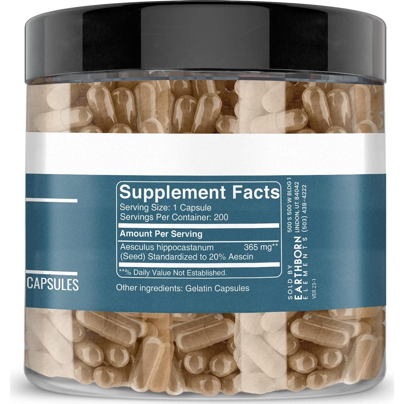 Castaño de Indias Earthborn Elements 200 Cápsulas Puras