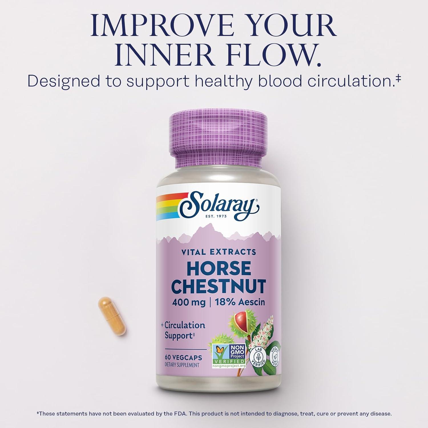 Castaño de Indias Solaray 400 mg - 72 mg Aescina - 60 VegCaps