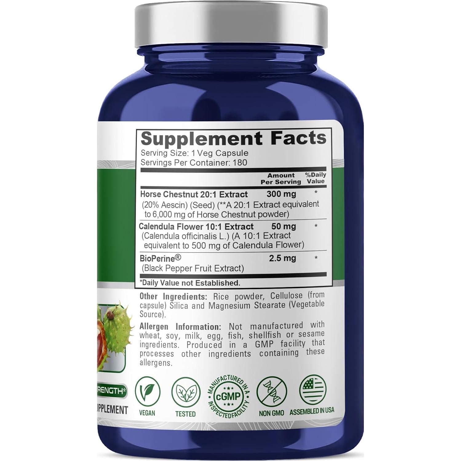 Extracto de Castaño de Indias NusaPure 300 mg 180 Cápsulas Veganas