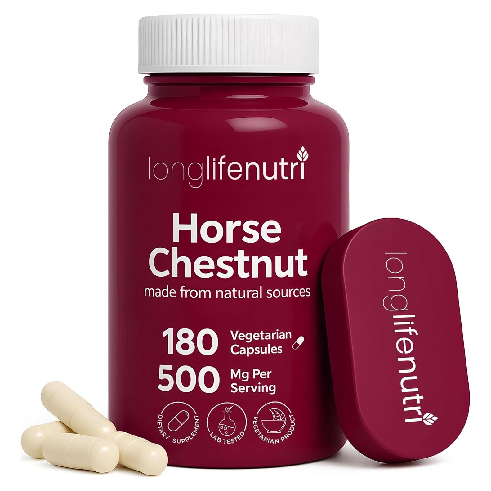 Extracto de Castaño de Indias 500mg LongLifeNutri 180 Cápsulas Vegetarianas