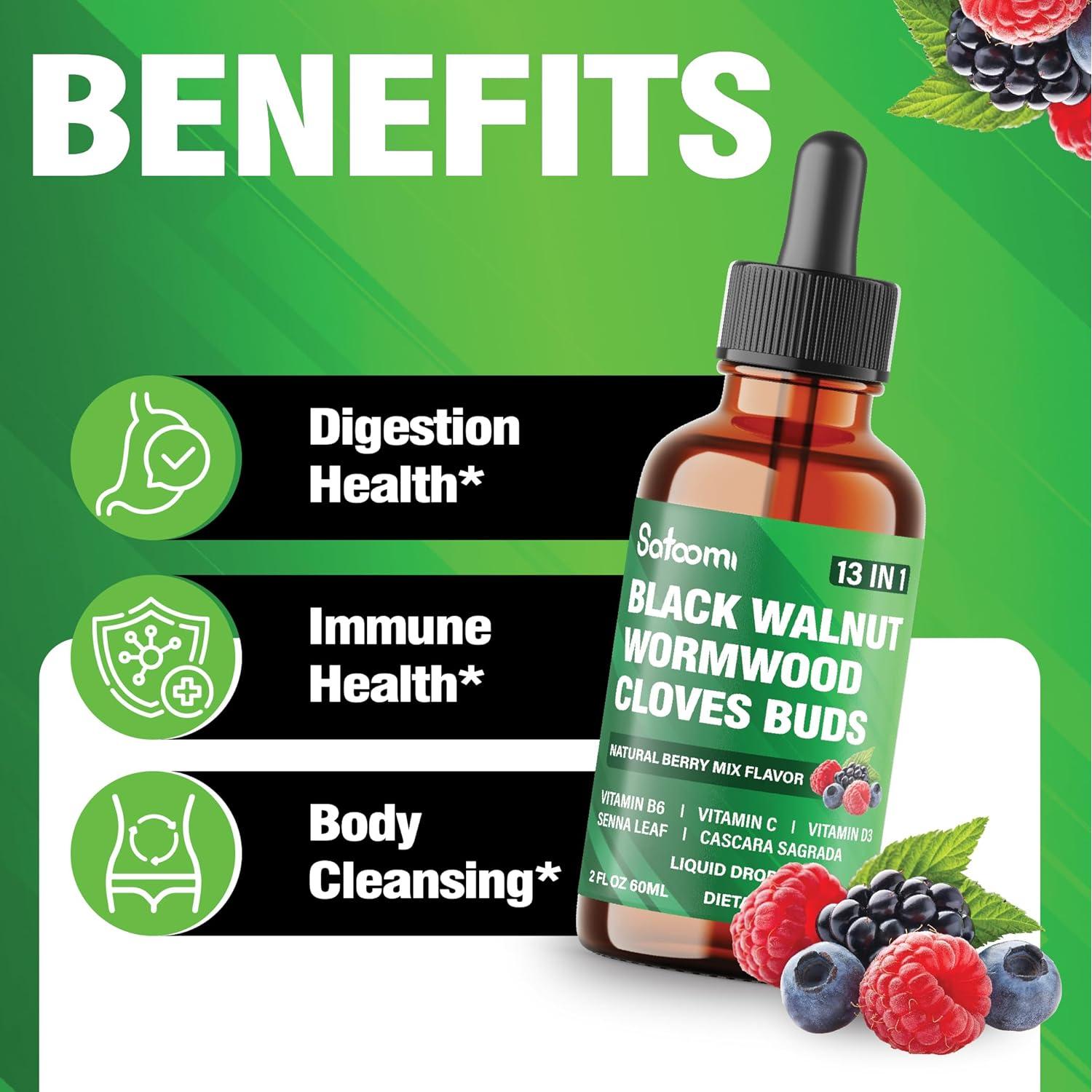 Gotas Líquidas de Nogal Negro Satoomi 59ml - 13 Ingredientes